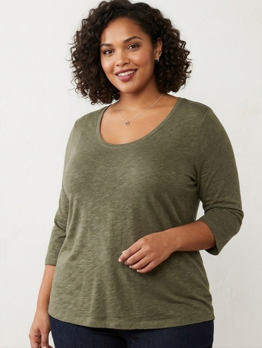 Old Navy Scoop neck 3/4 sleeve Tee Olive Green Size XXL